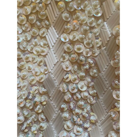 Vintage ivory sequined beaded evening bag gold kisslock chain strap glam retro - Picture 9 of 13